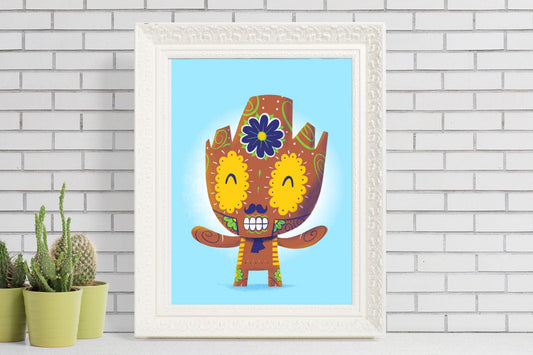 Groot | Sugar Skull Day of the Dead Mashup Art Print