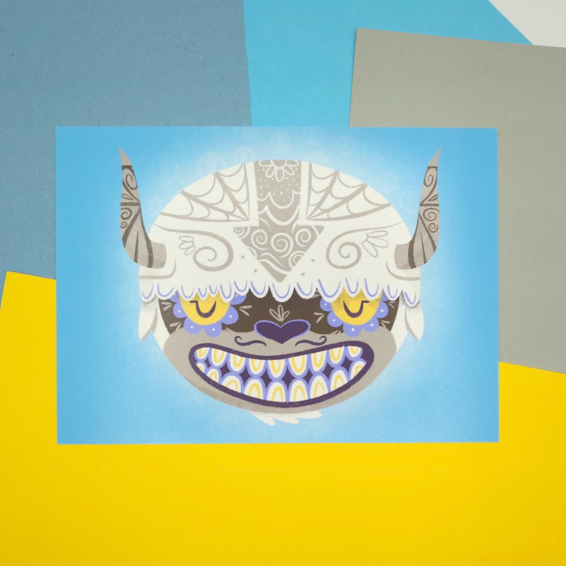 Gift for avatar the last airbender fans - this sugar skull mashup of Appa print from ATLA on a blue background. 