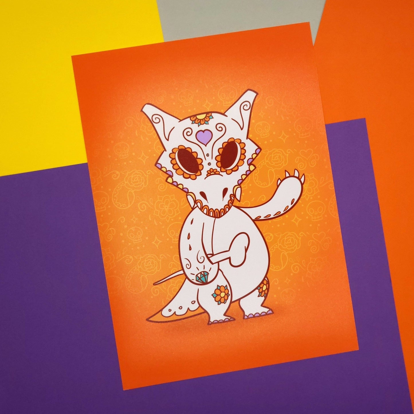 Unique Pokemon Gift for Pokemon Fan cubone pokemon  sugar skull style illustration print