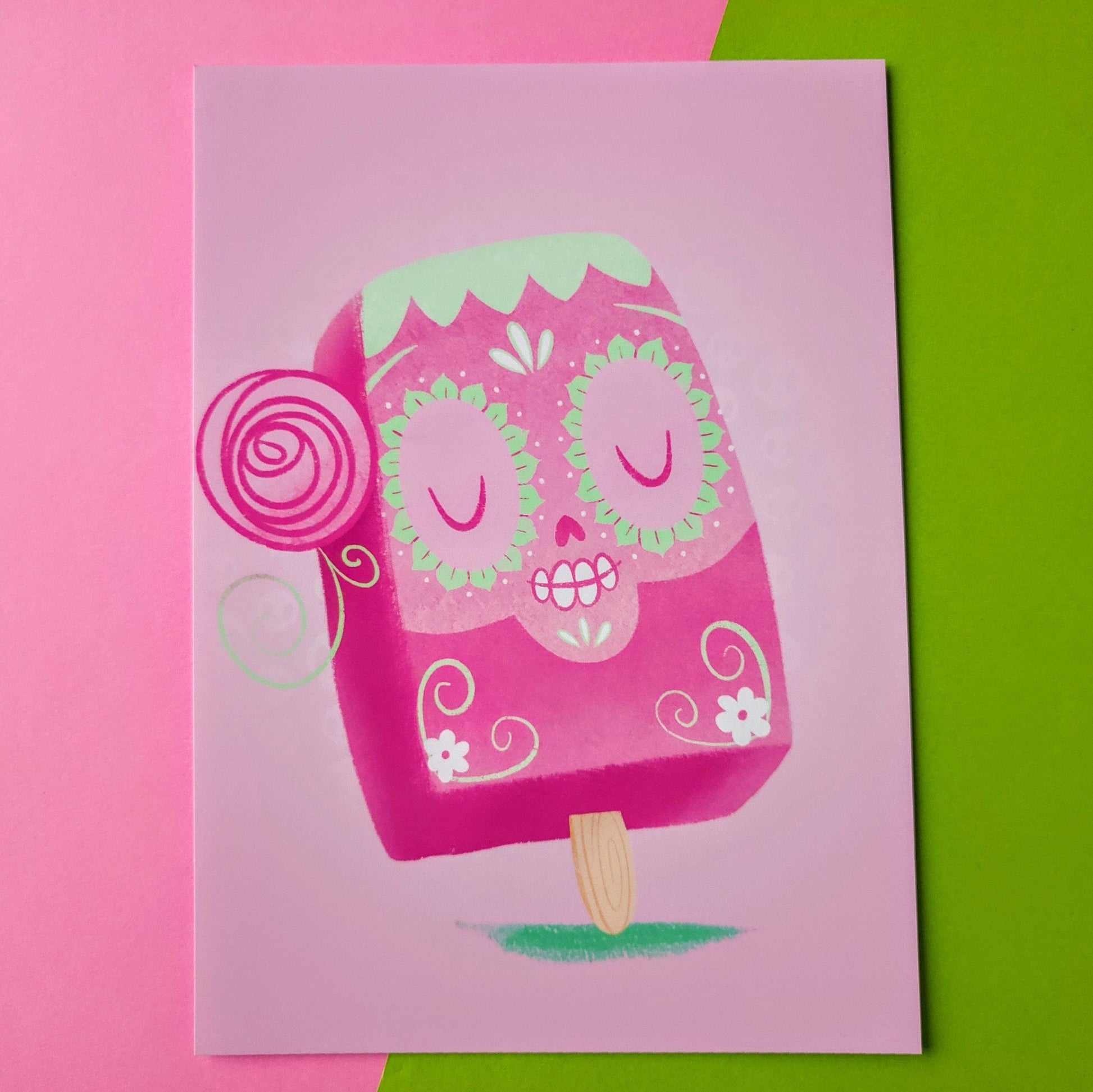 Mexican Summer Gift for Mexican Food Lovers fresa paleta sugar skull Sugar Skull Day of the Dead print