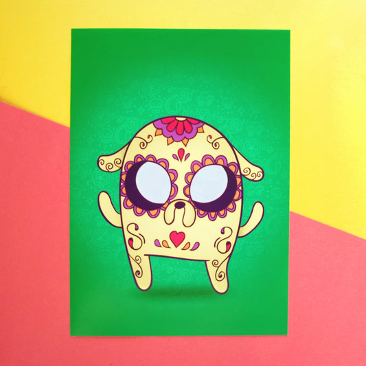 jake the dog sugar skull inspired print gift adventure time