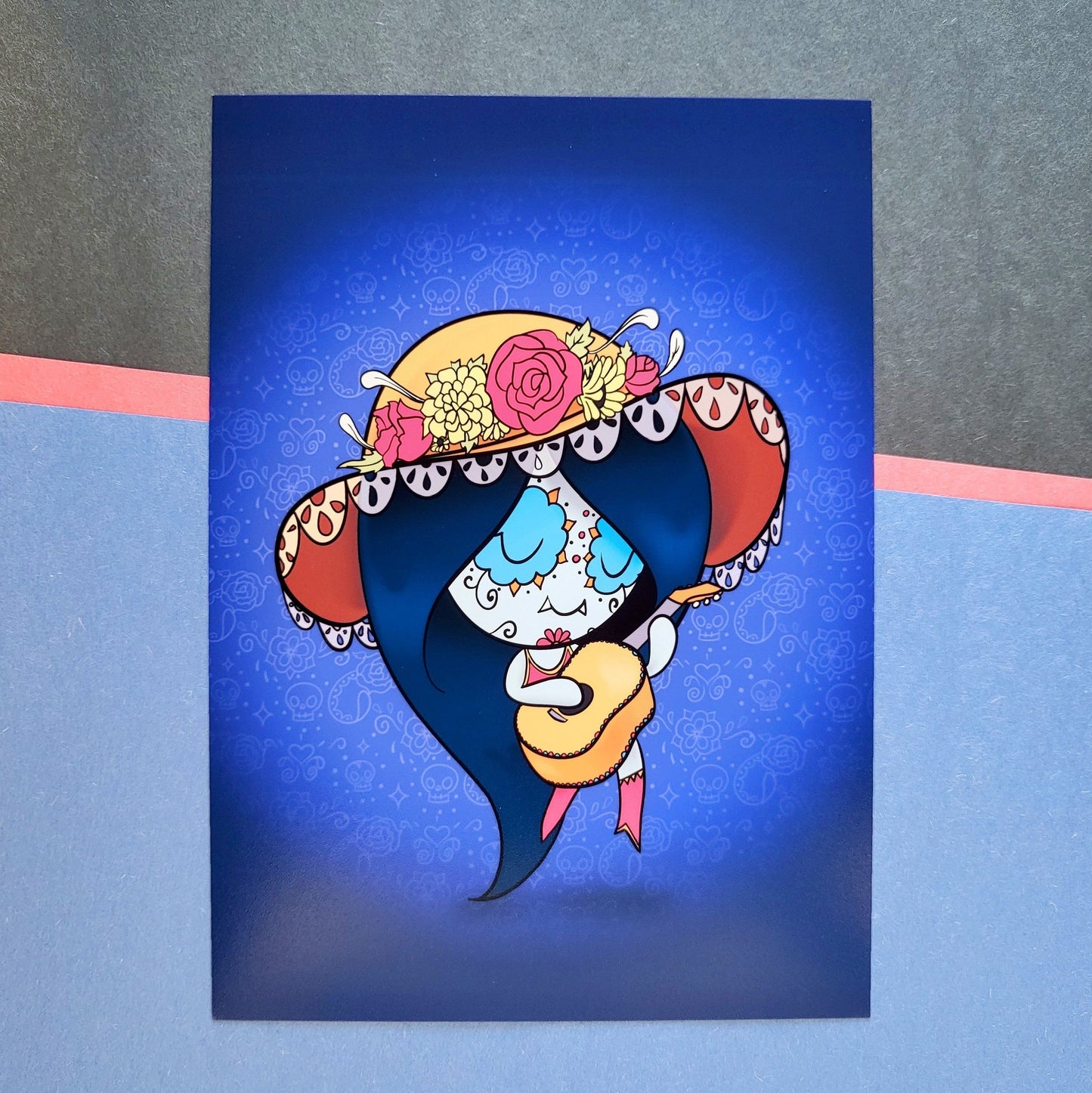 marceline adventure time sugar skull inspired print gift