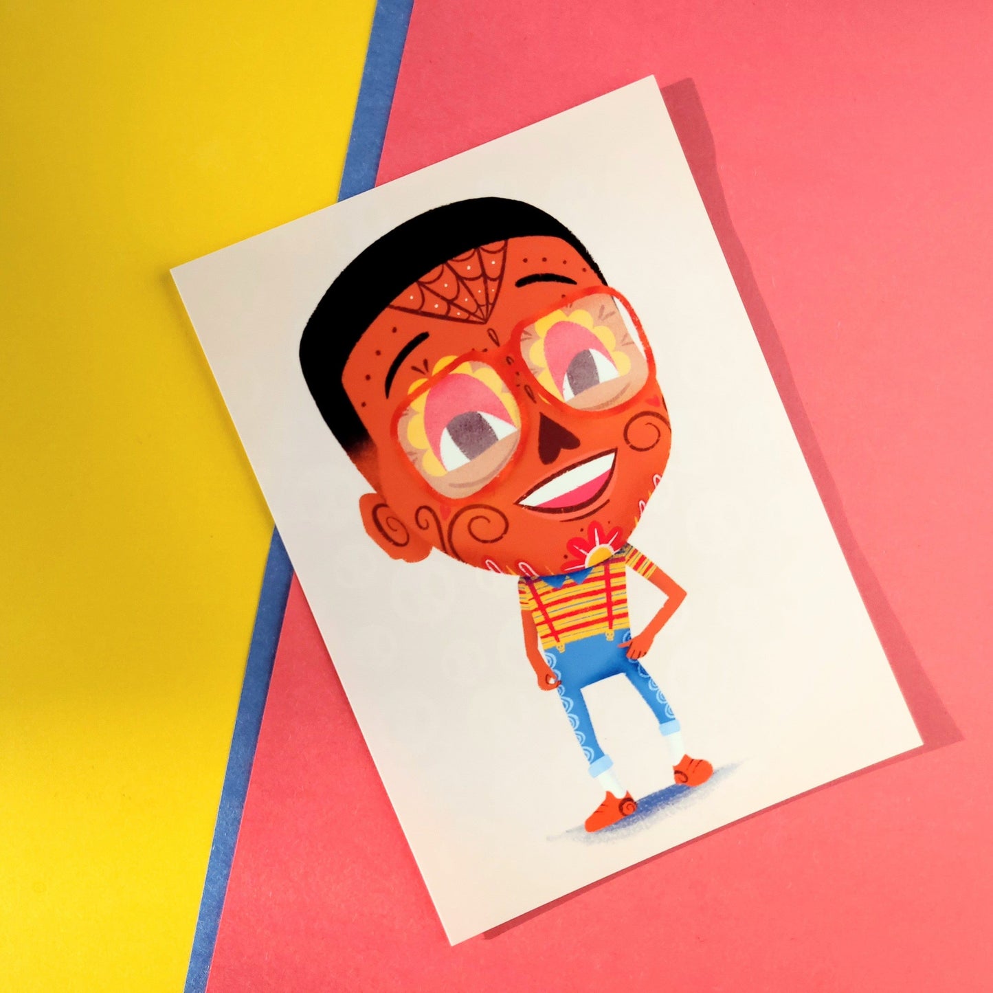 steve urkel - 90s tv sugar skull inspired print gift