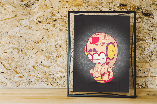 chestburster sugar skull illustration art print gift for sci fi fan