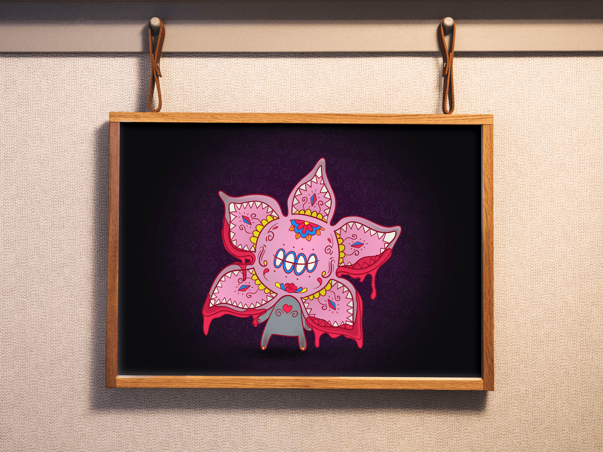 unique gift for stranger things fan cute demogorgon sugar skull art print