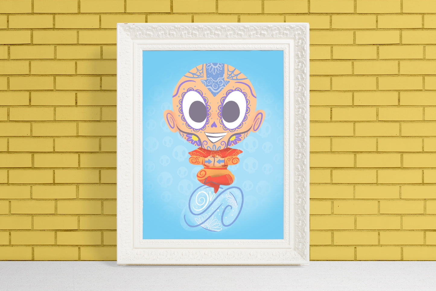 Aang | Sugar Skull Day of the Dead Mashup Art Print