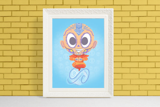 Aang | Sugar Skull Day of the Dead Mashup Art Print