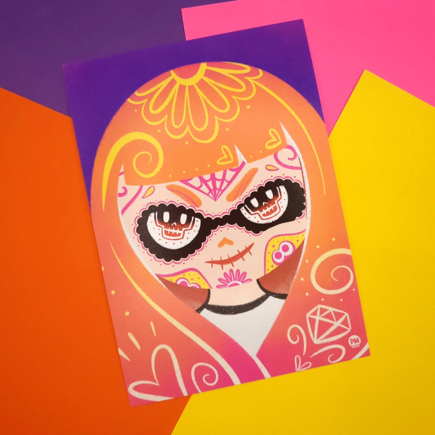 inkling splatoon nintendo sugar skull inspired illustration print