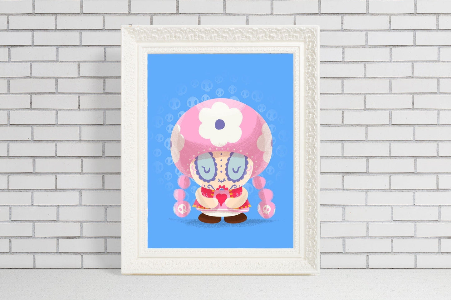 toadette mario bros sugar skull illustration