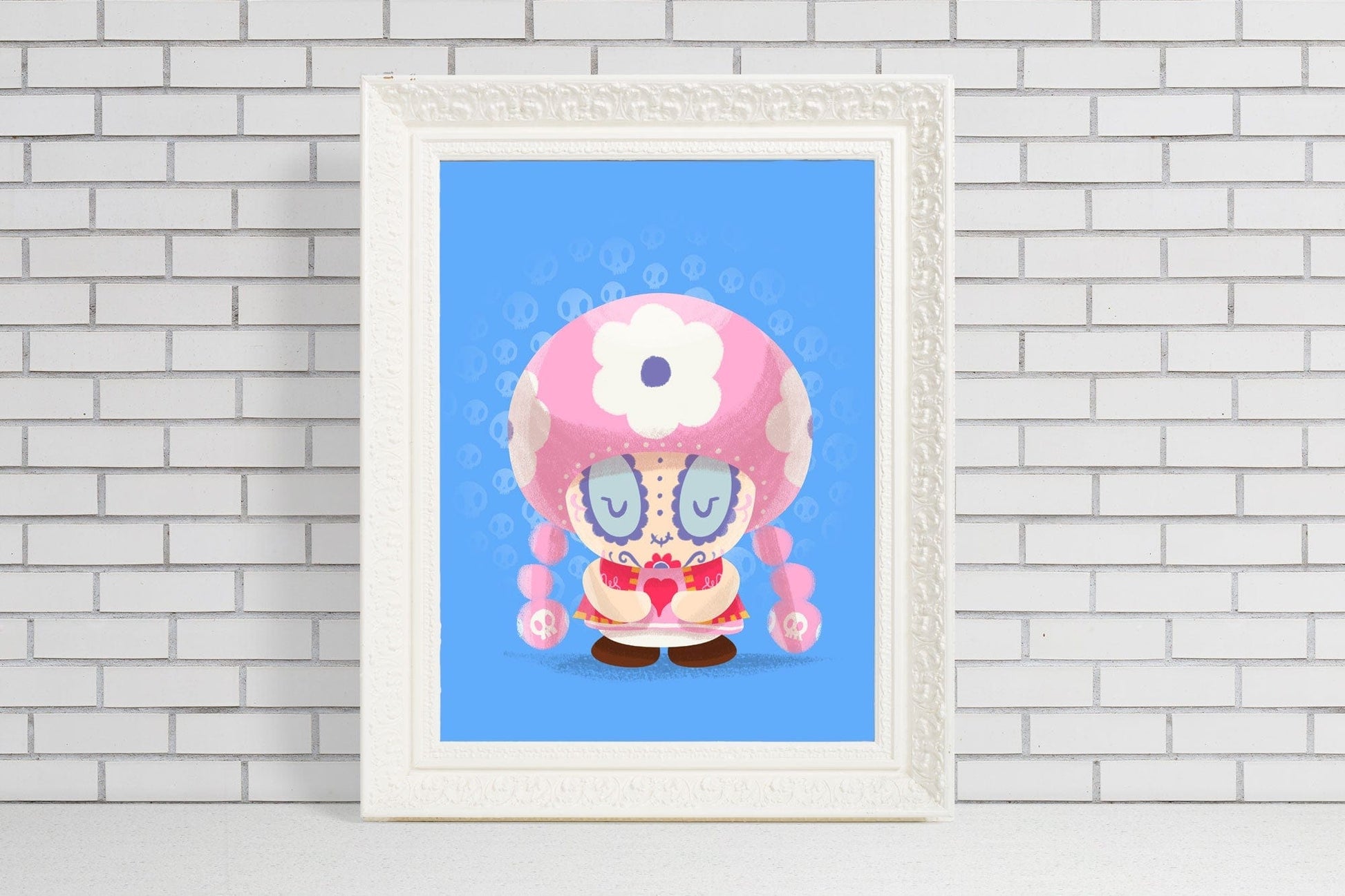 toadette mario bros sugar skull illustration