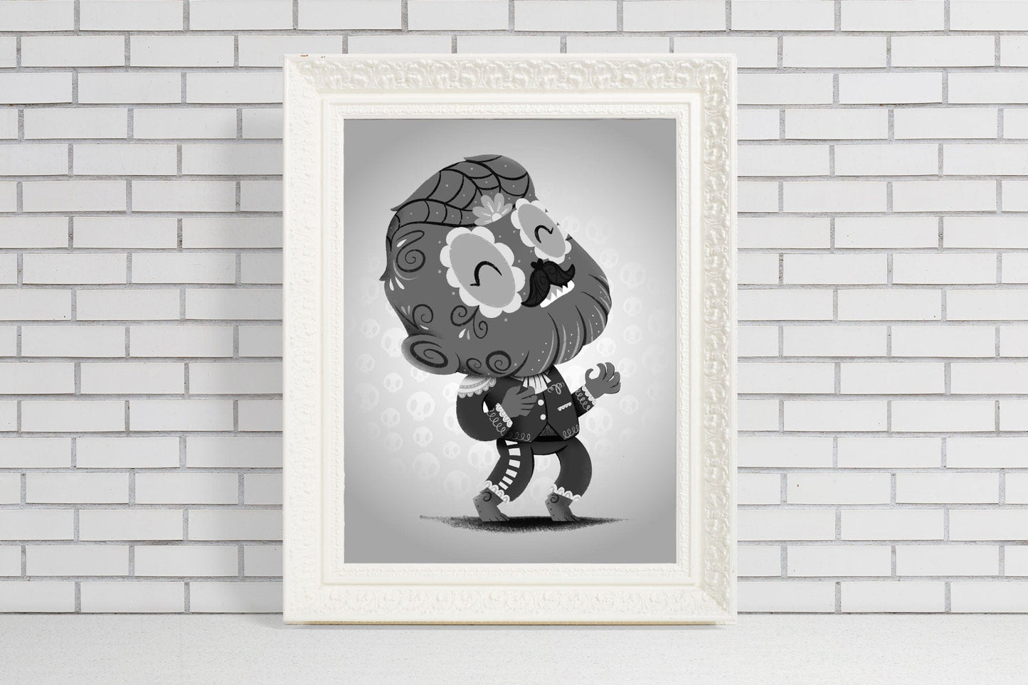 Wolfman - Black and White Collection | Sugar Skull Day of the Dead Mashup Art Print