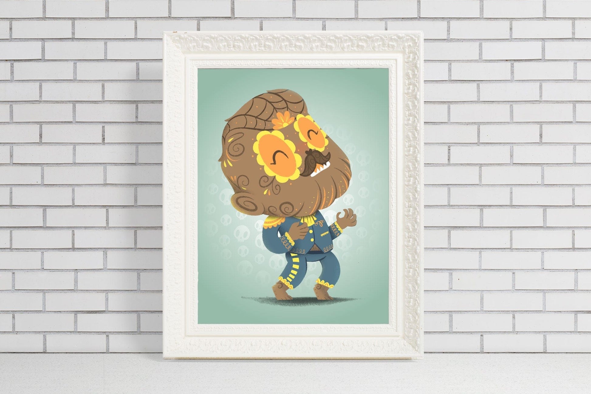 the wolf man sugar skull illustration gift